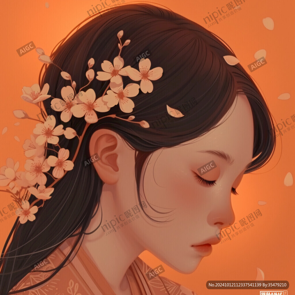 木棉花美女插画