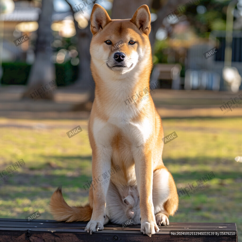 阳光下的柴犬