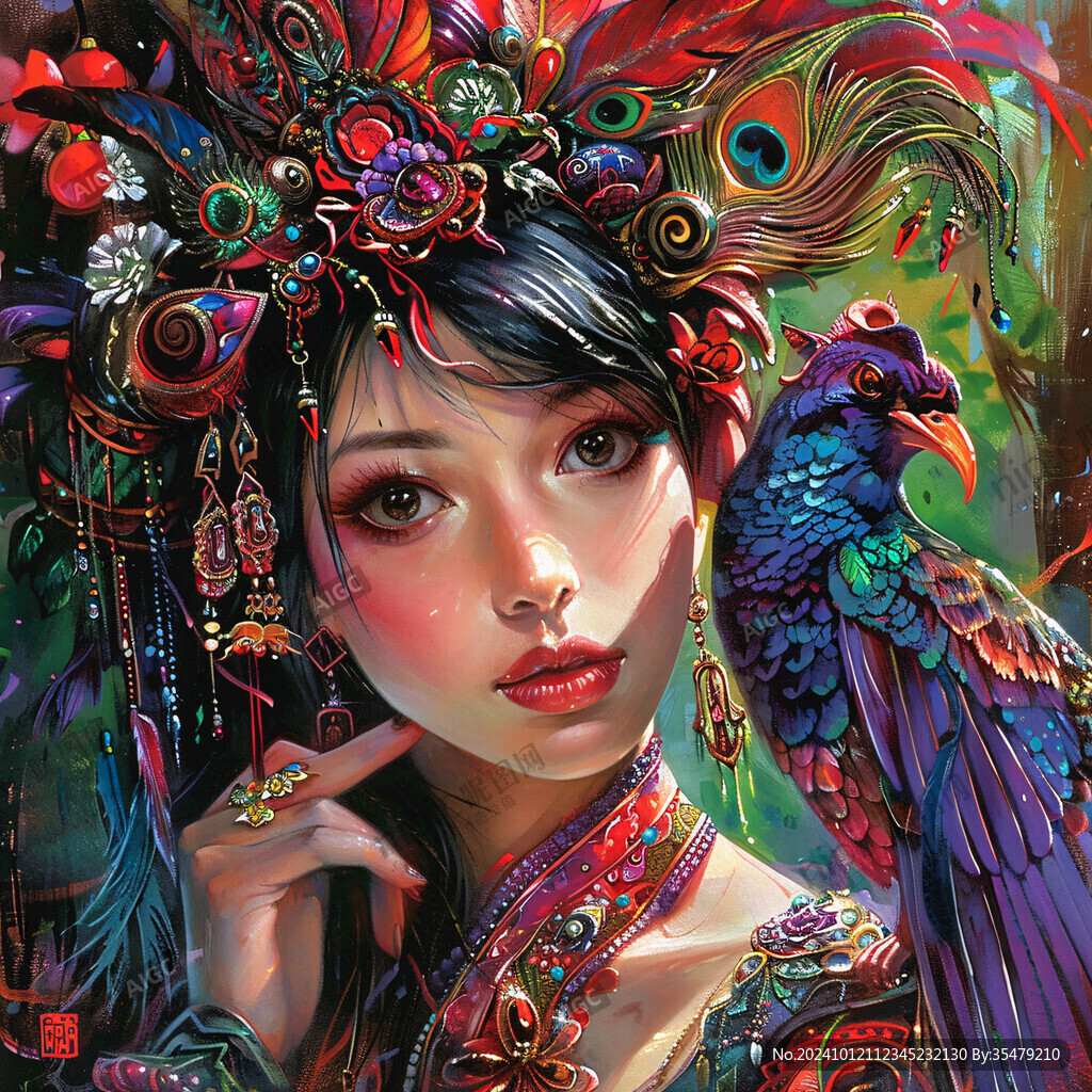 国潮美女插画