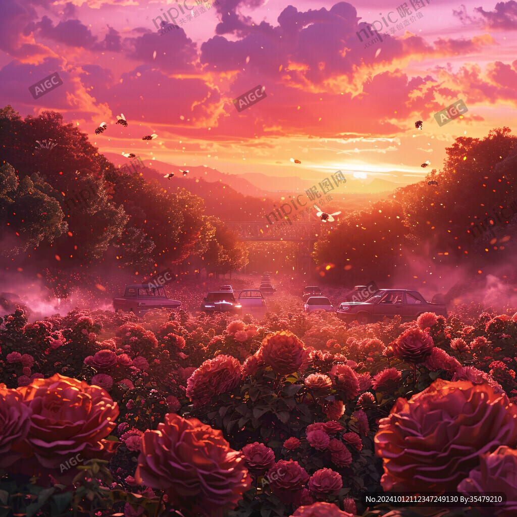 唯美梦幻花田场景