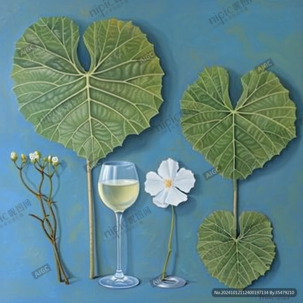 植物酒壶手绘装饰画