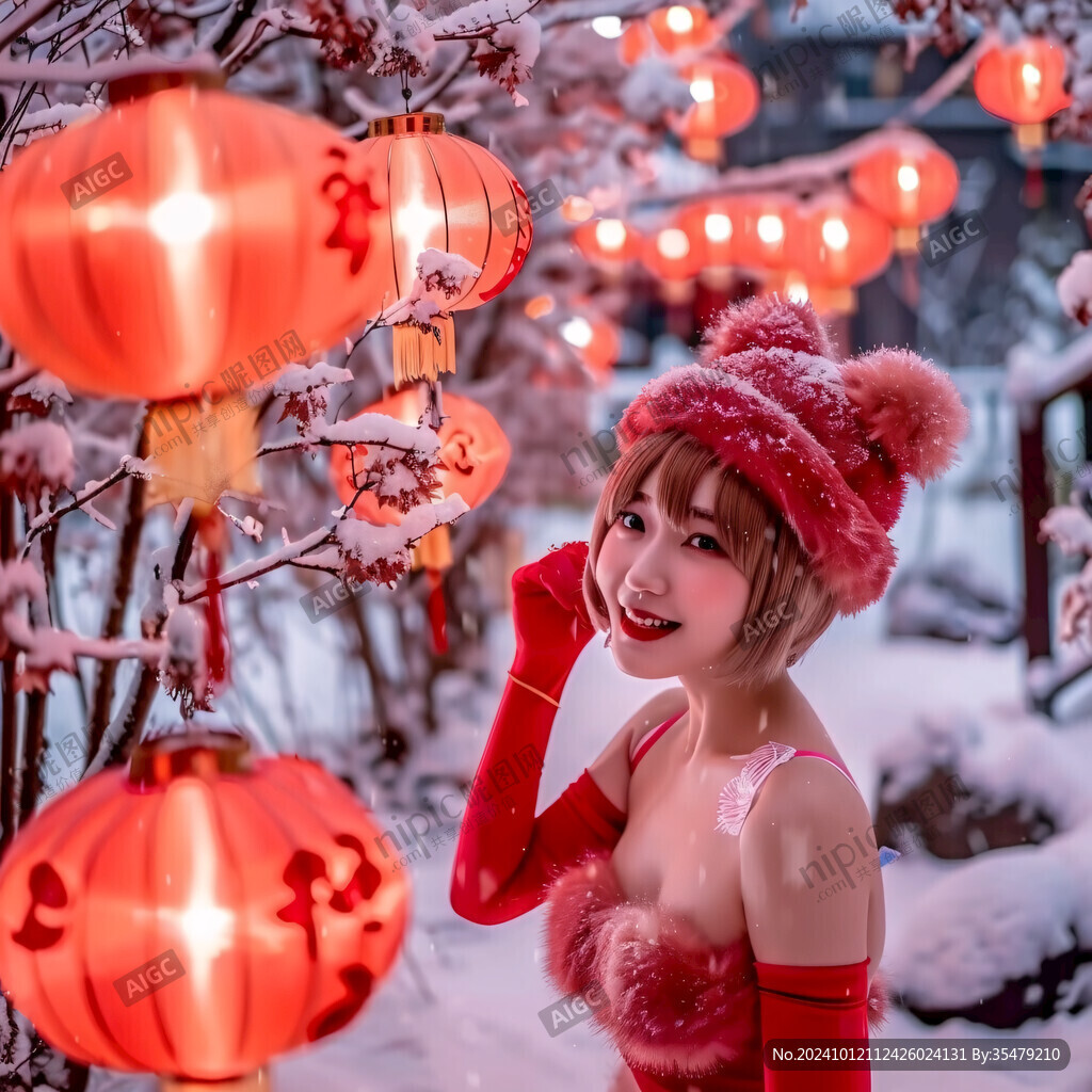 雪地红灯笼