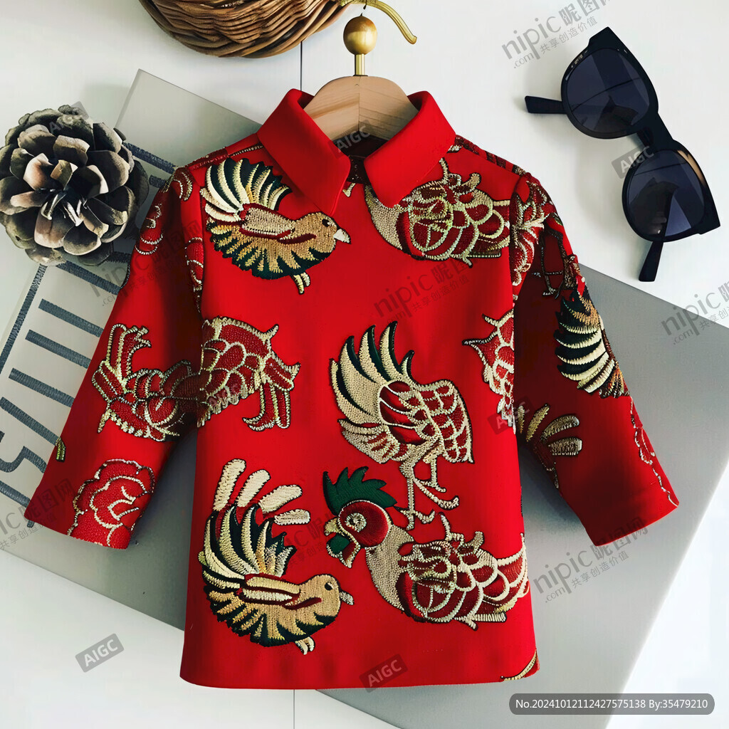 鸡年插画中国风服饰