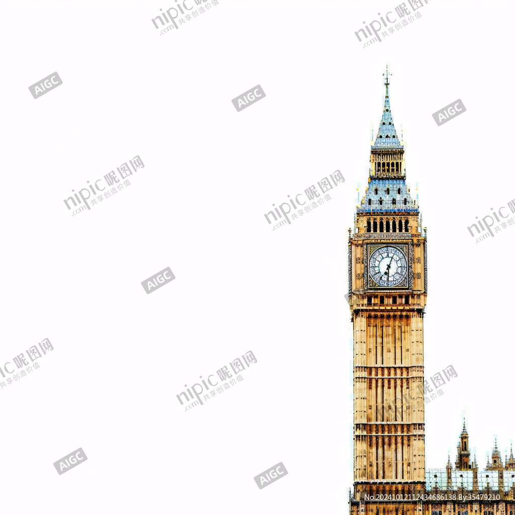 伦敦大笨钟手绘水墨