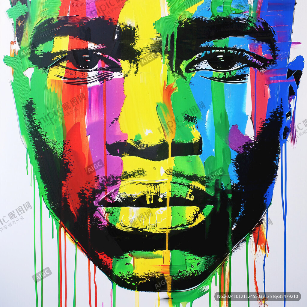 人脸色块拼接装饰画