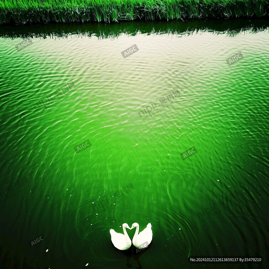 白鹅浮绿水
