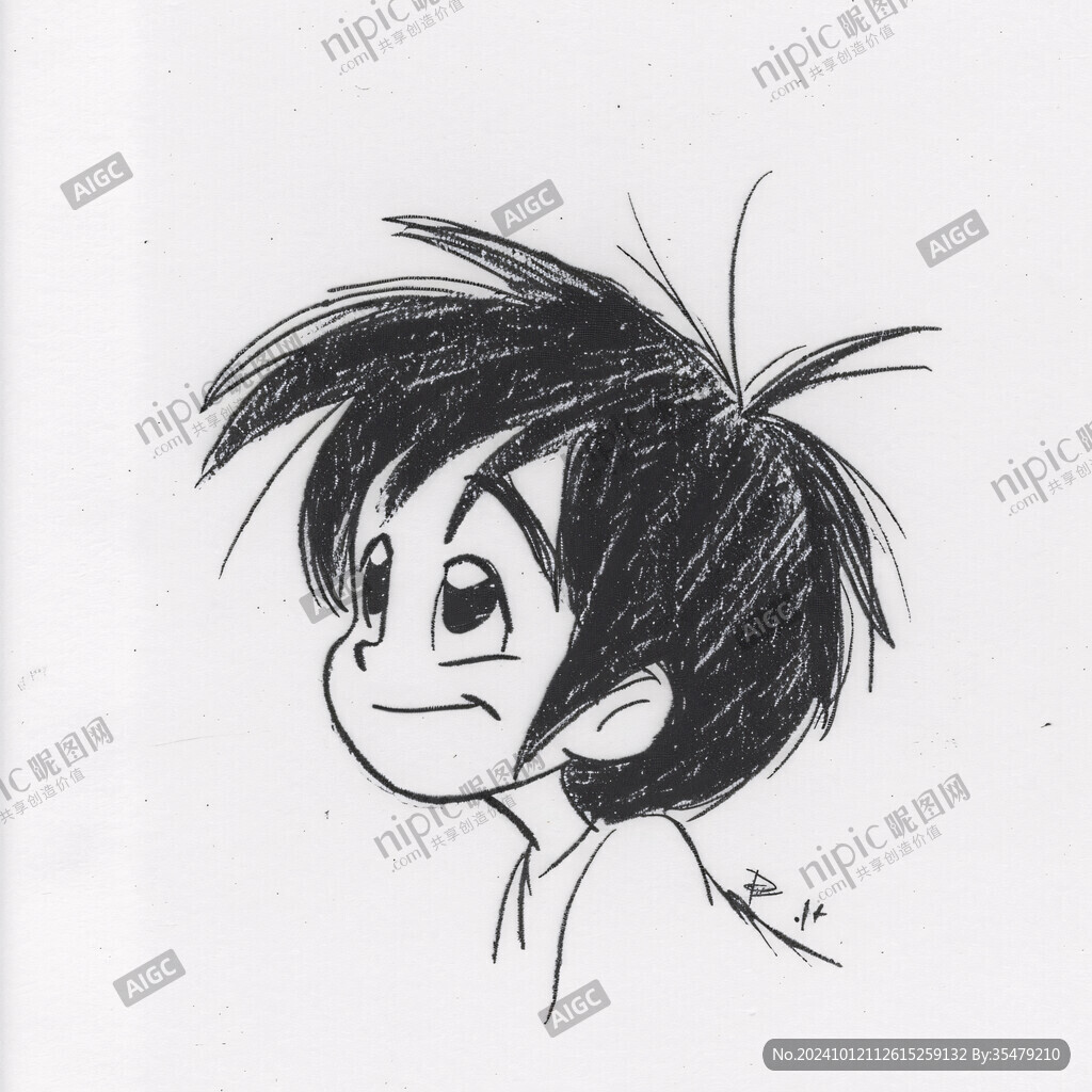 男生头发素描