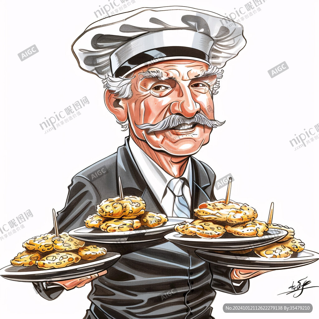 手绘人物美食文化