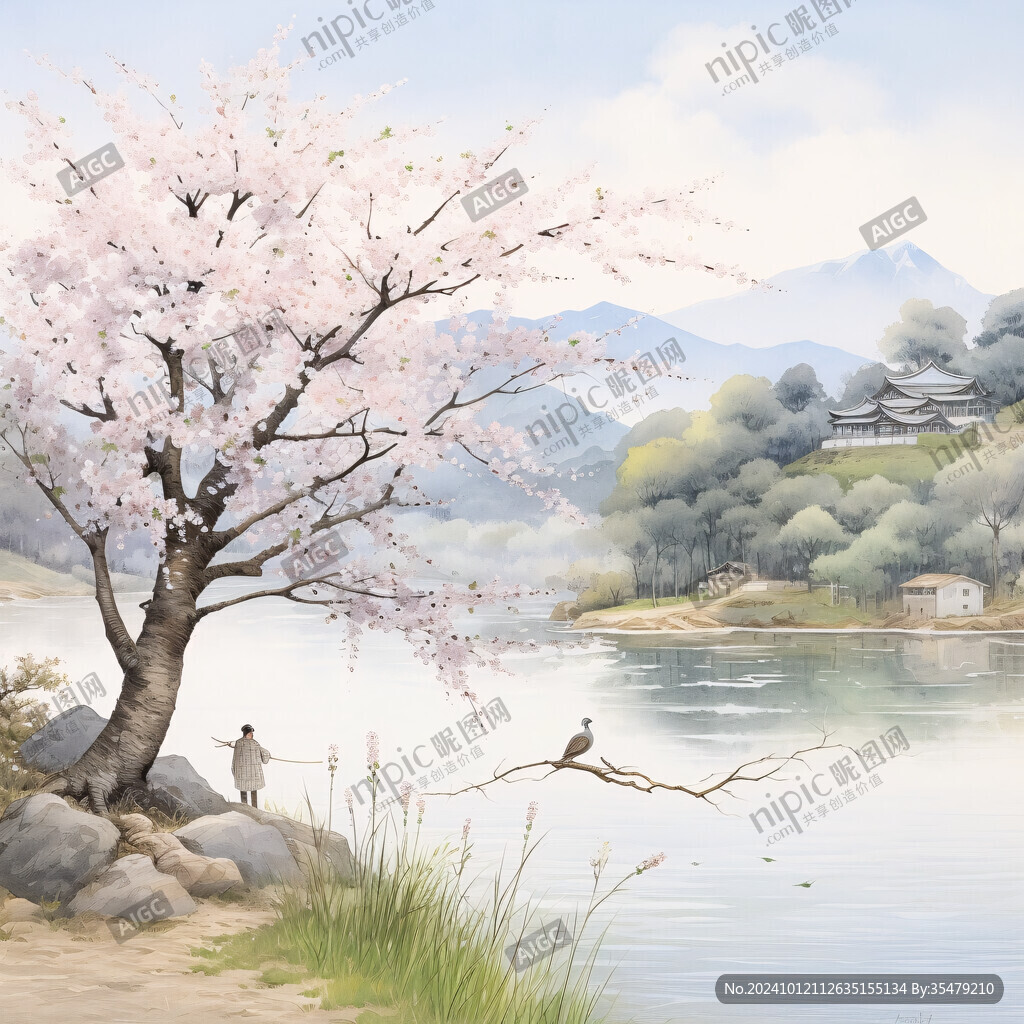 桃林仙境插画