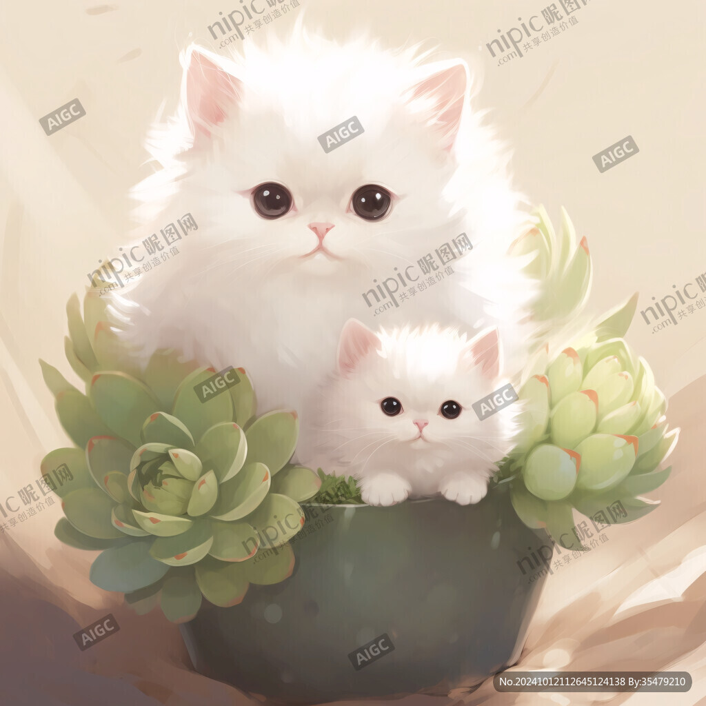 奶萌小猫插画图案