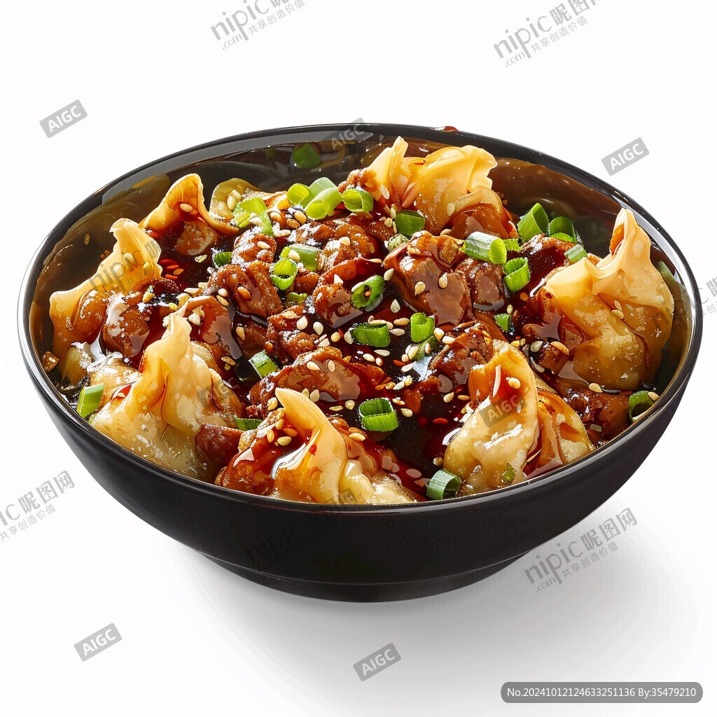 干拌馄饨白底图片