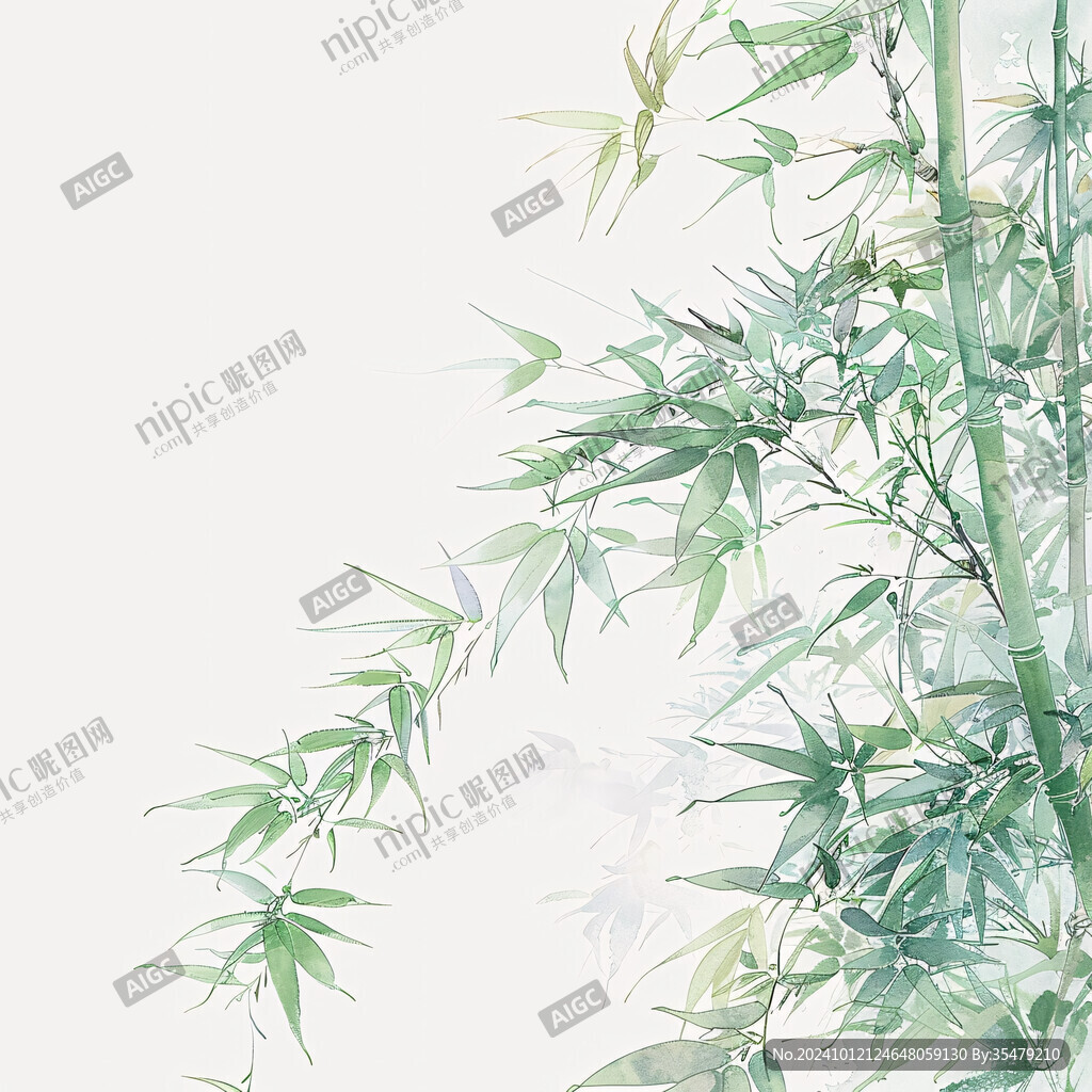 水彩风手绘竹子