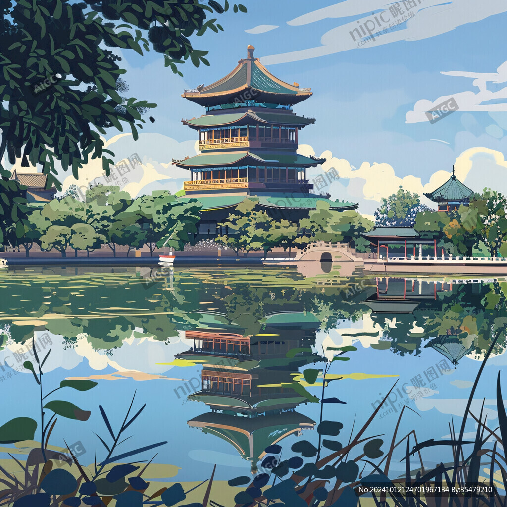 大明湖插画