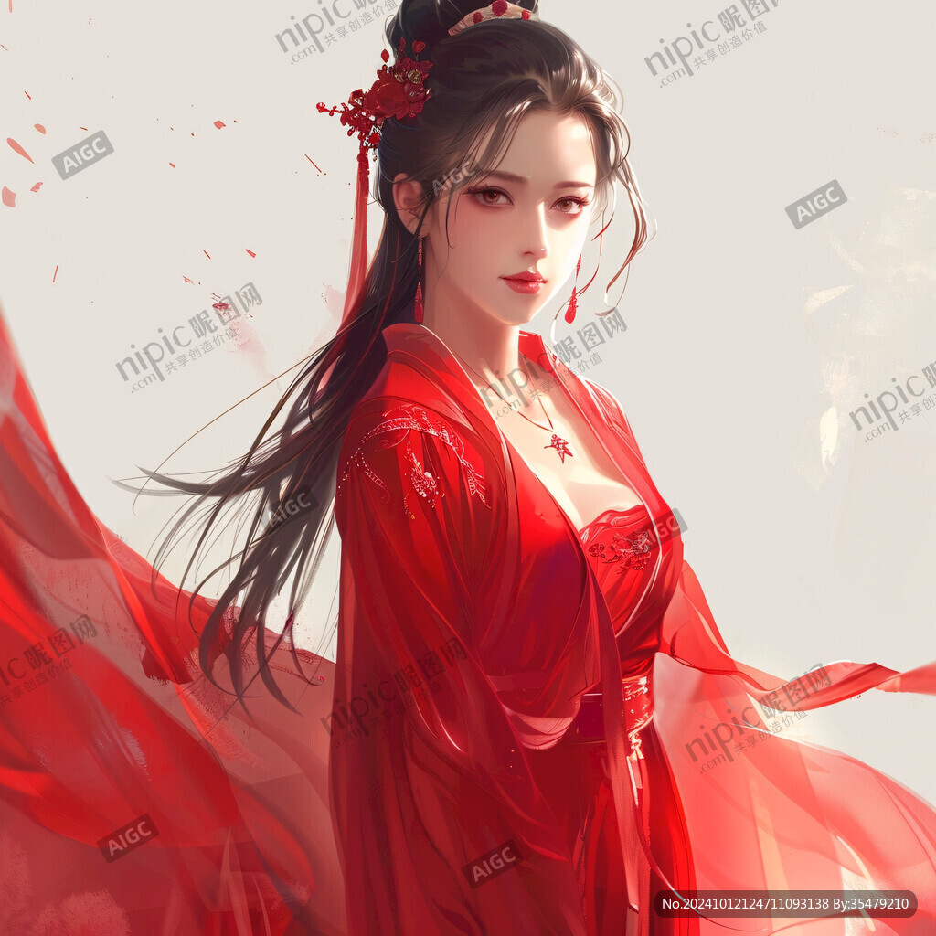 红衣少女设计古风