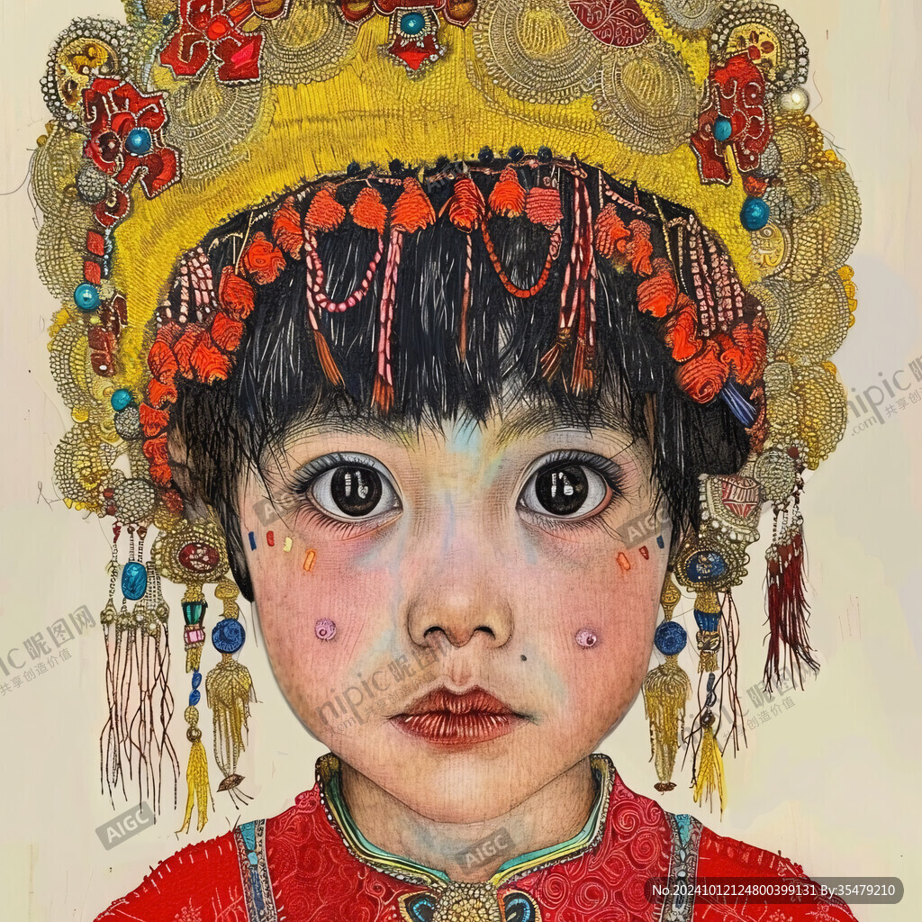 无框画少数民族女孩