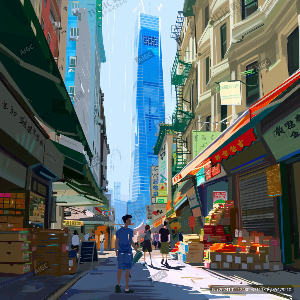 商业街区插画