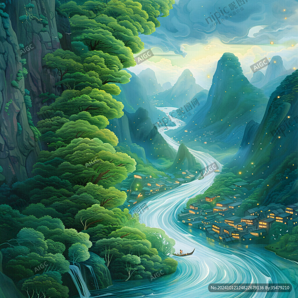 插画山水风景