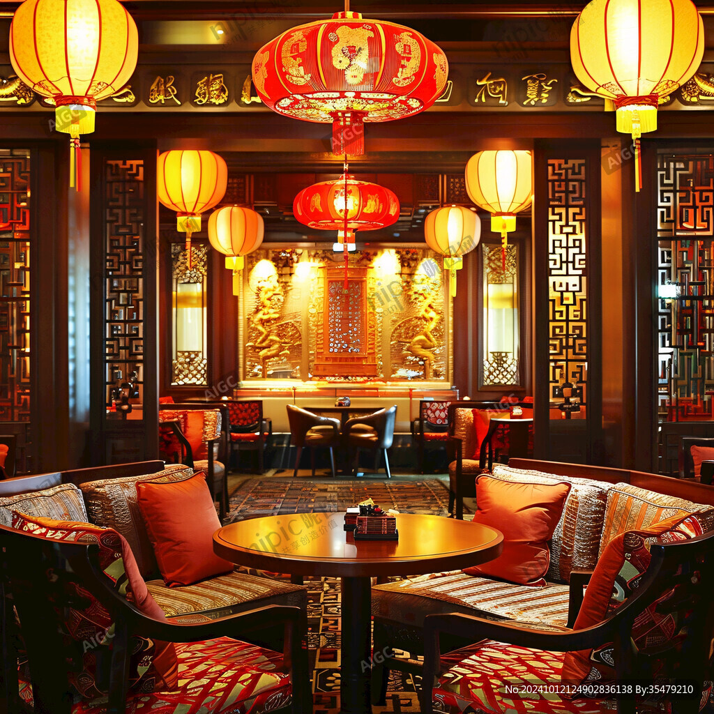 国潮风故宫红饭店餐厅