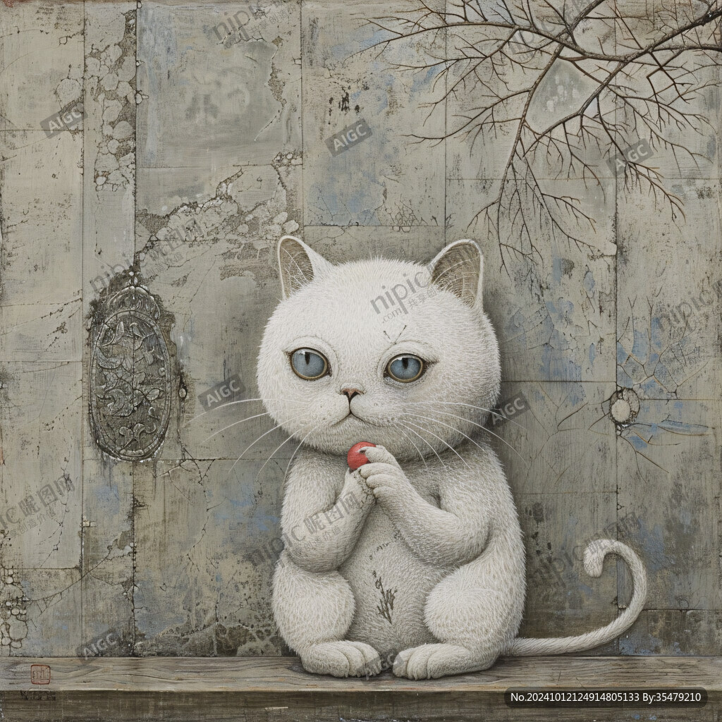 手绘猫咪素材装饰画