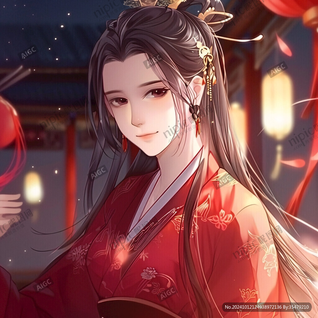 红衣少女设计古风