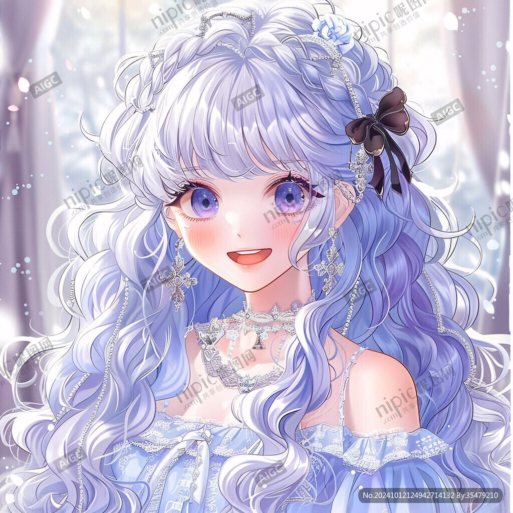 蓝色女孩插画