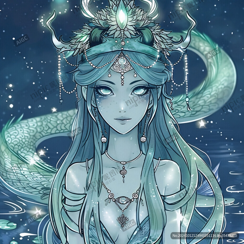 国潮美人鱼插画