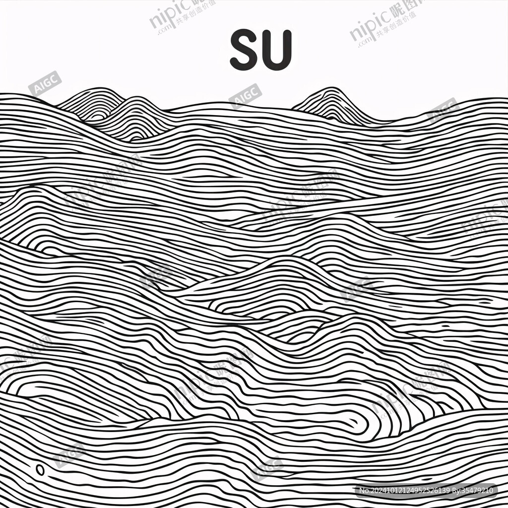 白描线形单线水纹设计