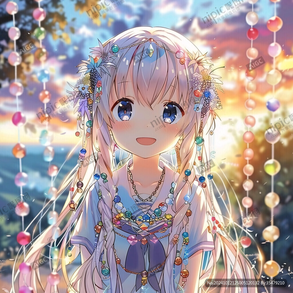 二次元甜美女孩插画