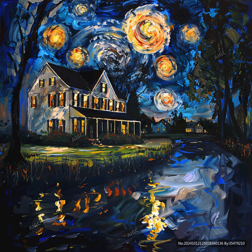 夜景油画