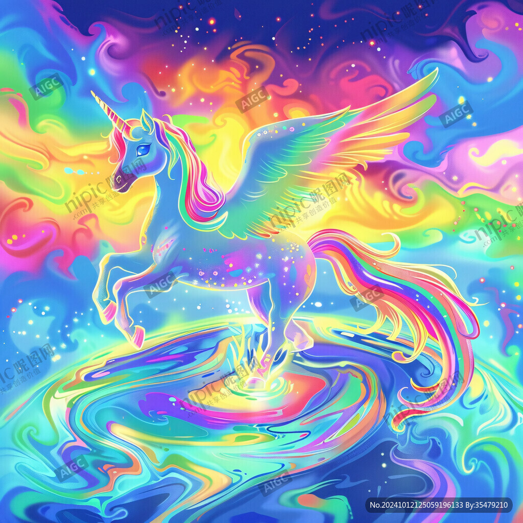 梦幻独角兽插画