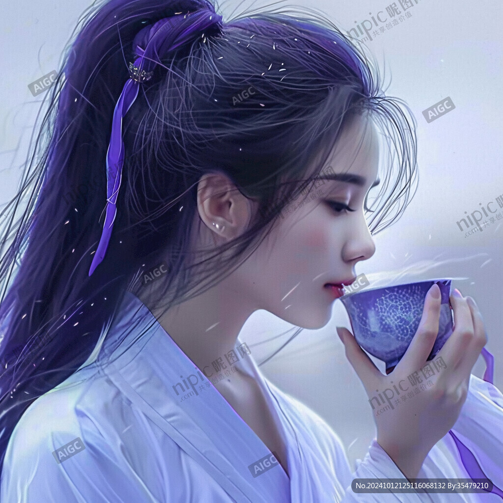 古风美女喝茶