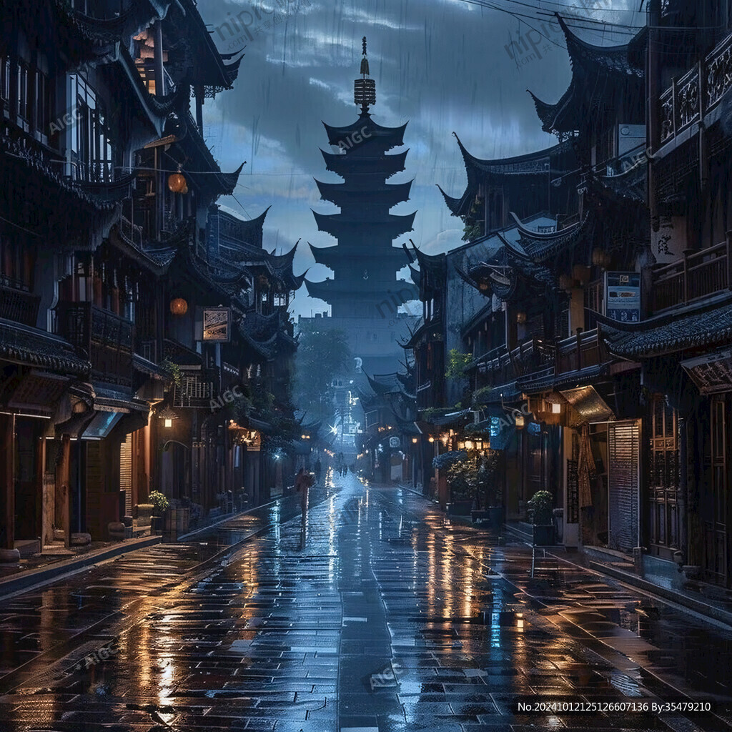 雨巷插画