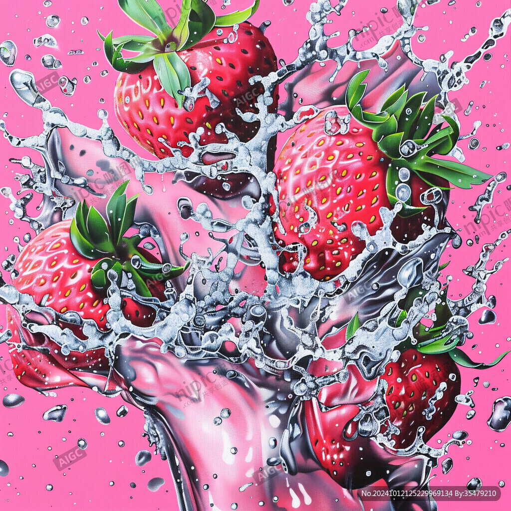 草莓汁插画
