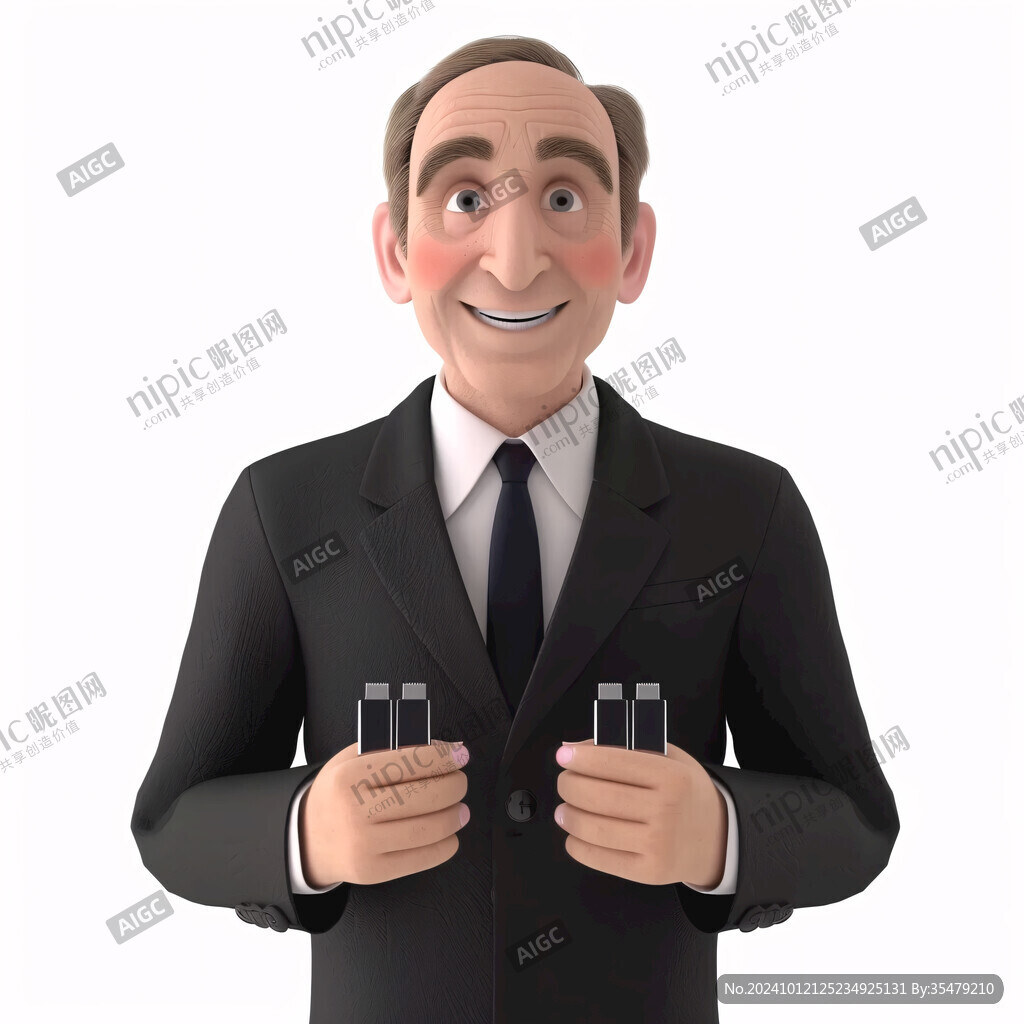卡通中年工人大叔