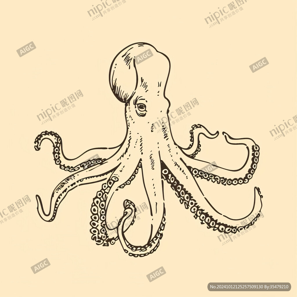 章鱼手绘插画