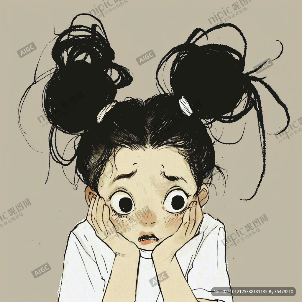 丸子头插画头像