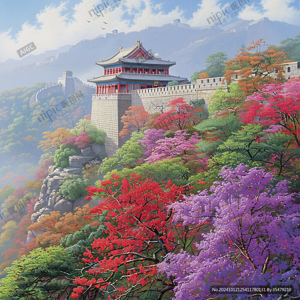 风景画长城
