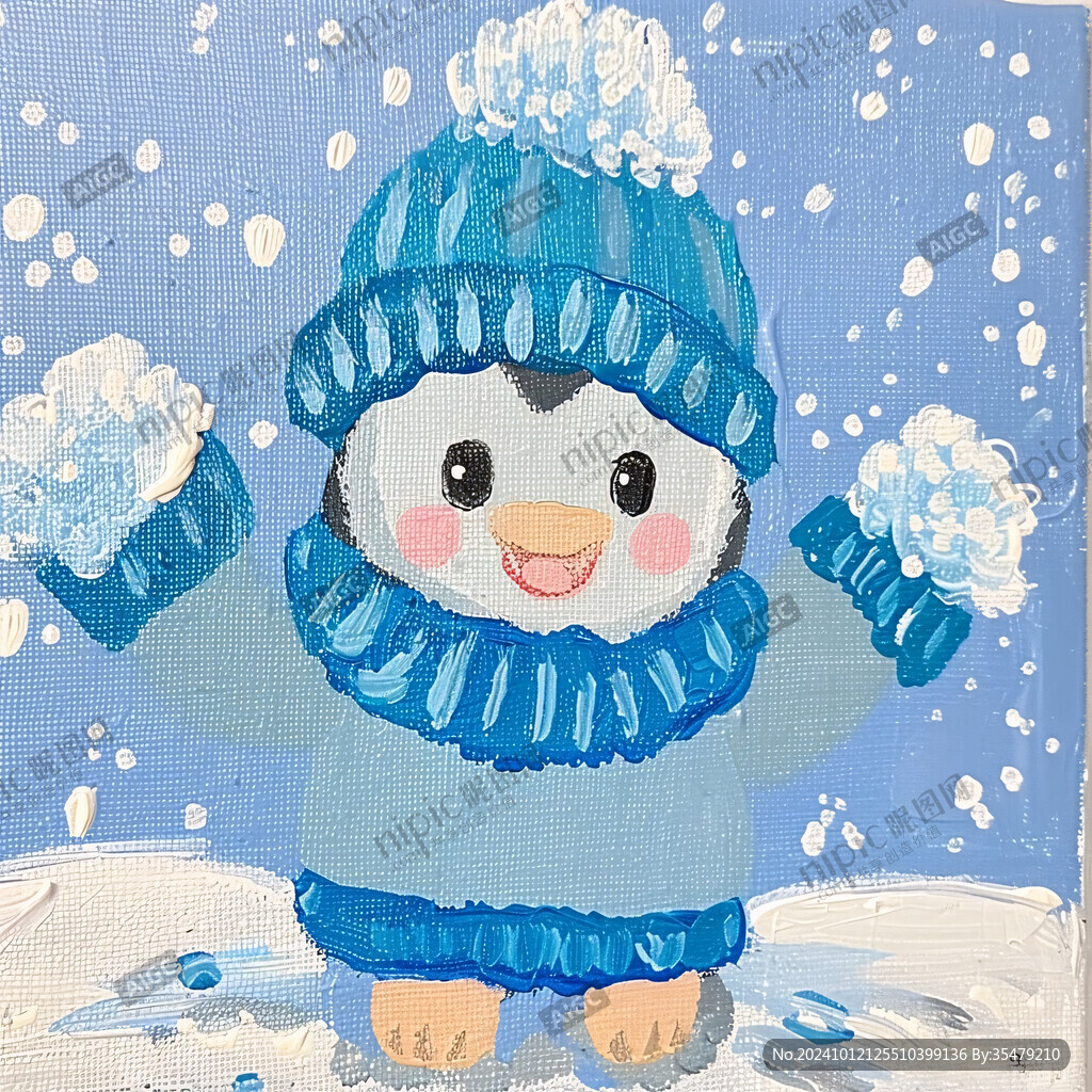 冰雪企鹅立体画