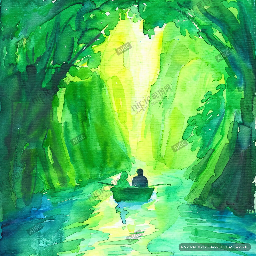 小船水彩画