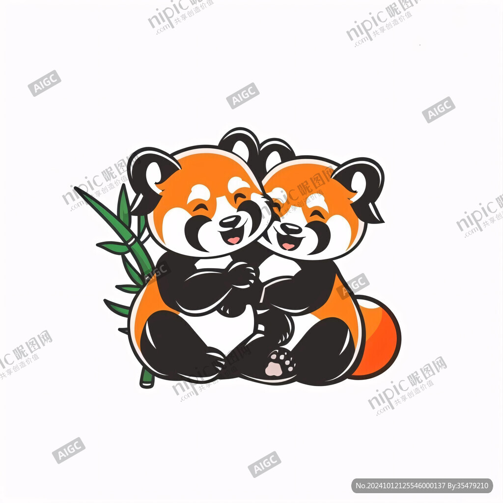 可爱卡通小熊猫插画