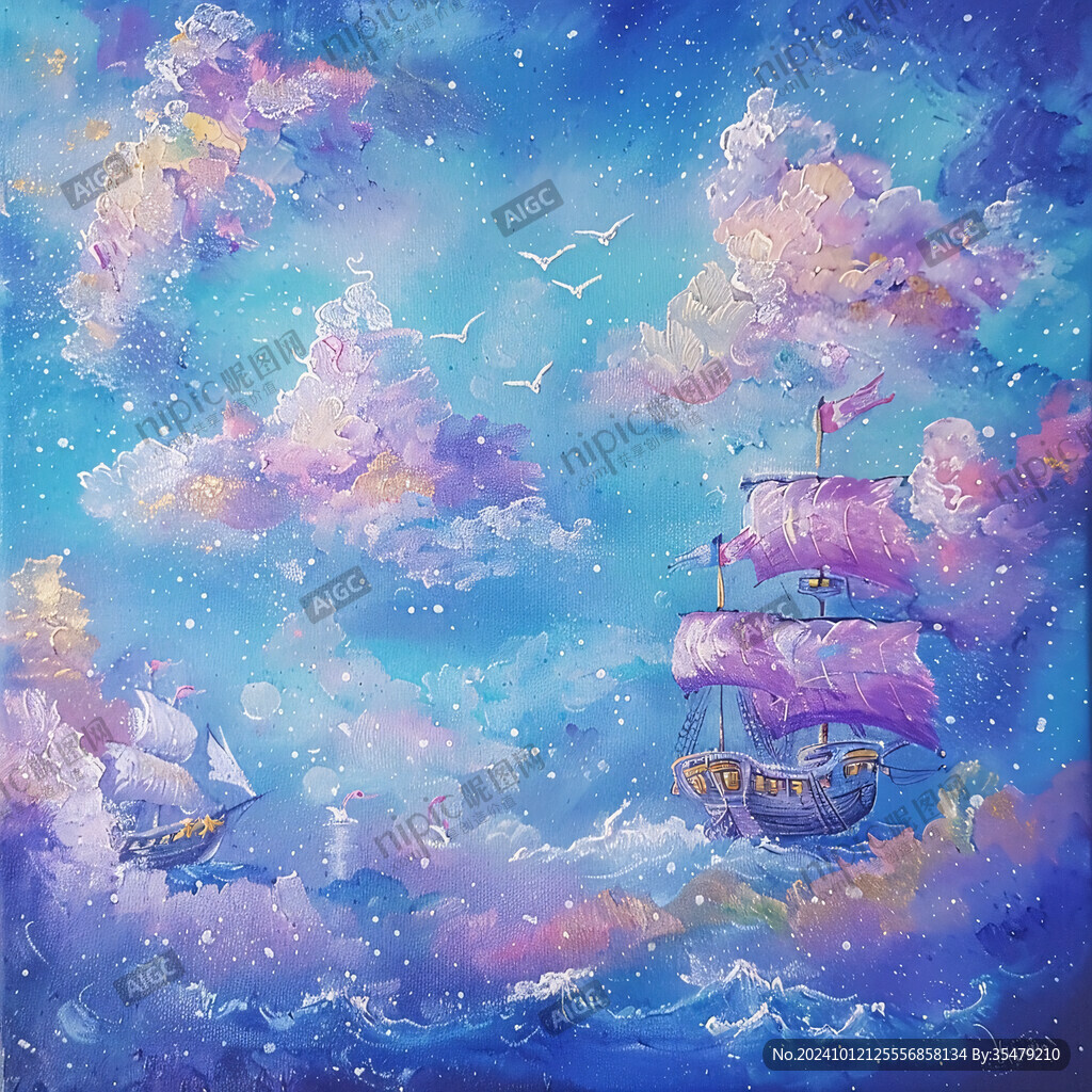 手绘紫色梦幻场景