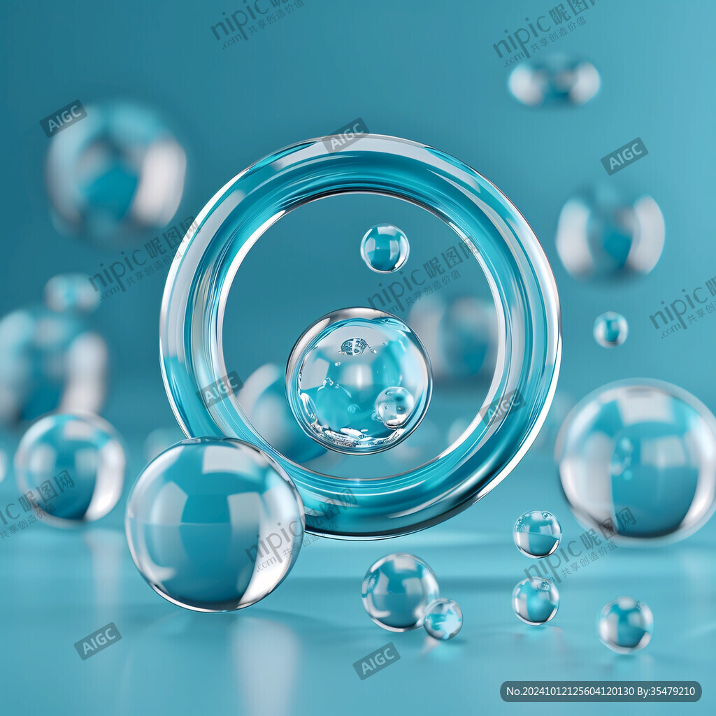立体圆环蓝色水晶