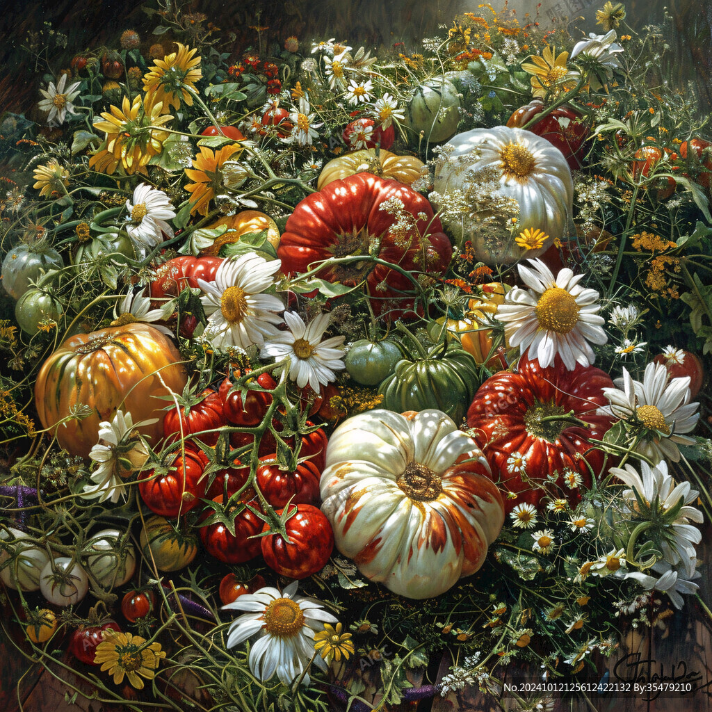 花朵水果油画