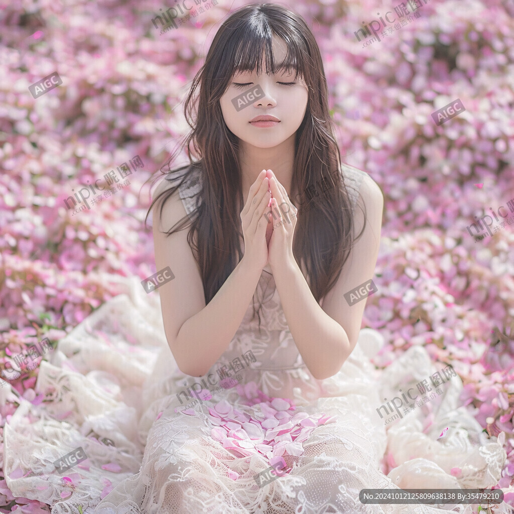唯美花下少女