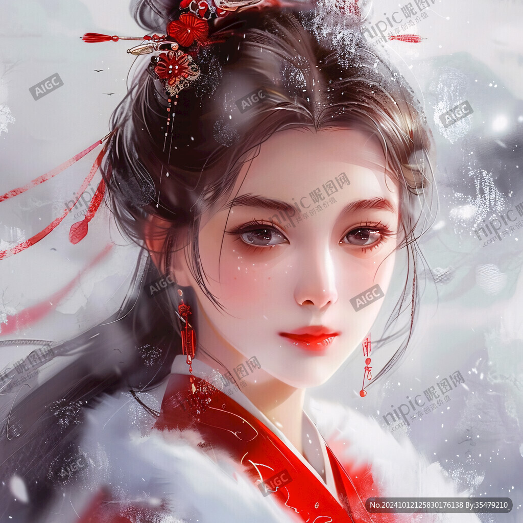 红衣少女设计古风