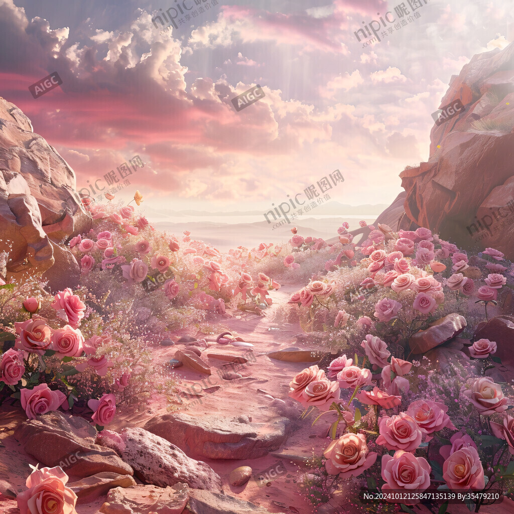 花海花丛花圃石堆