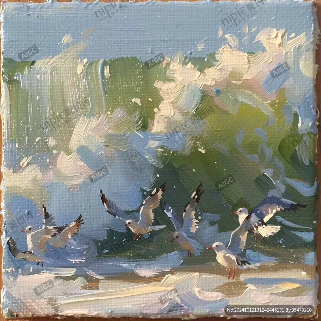 海鸥抽象画