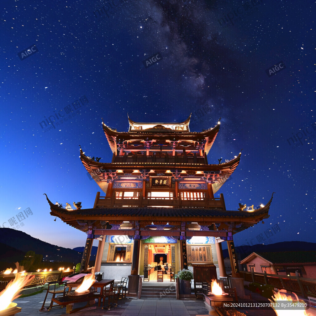 古建筑星空