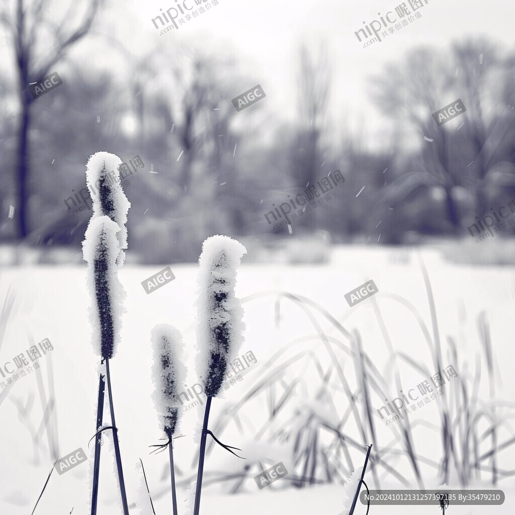 香蒲草雪景