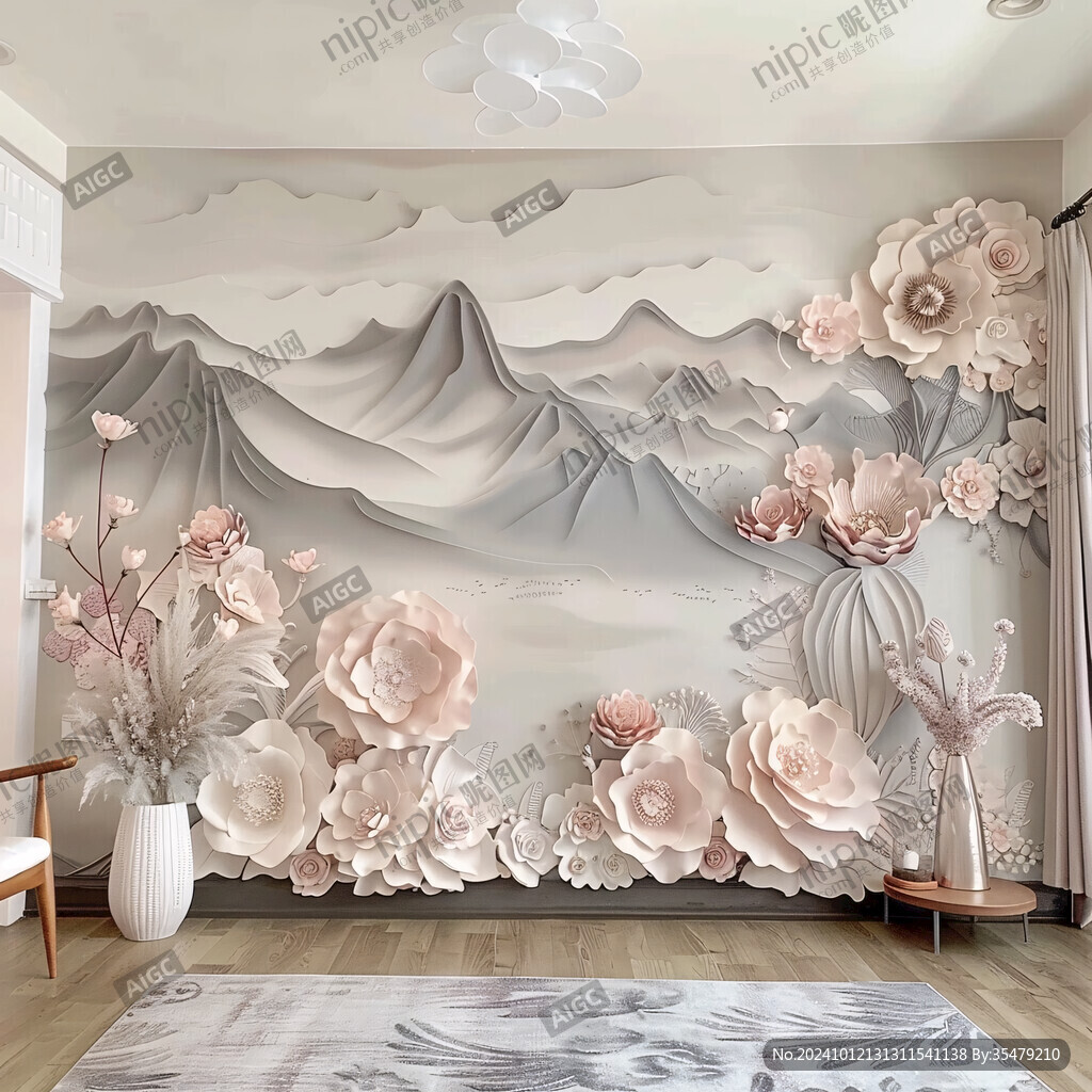 酒店牡丹壁画
